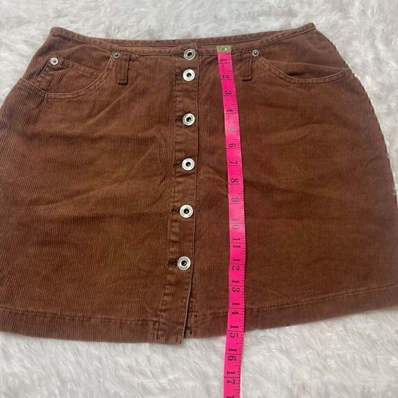 Vintage Silver Jeans Brown Corduroy Button Front Mini Skirt Size 11/12 Cotton Ma - Picture 7 of 9